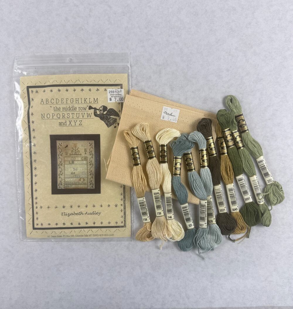 Elizabeth Audley The Middle Row Sampler Cross Stitch Pattern Kit & DMC Floss